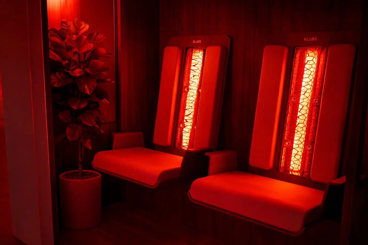 Infrarot-Sitze mit Rotlichttherapie im AURA Vitality Wellness- und Biohacking Studio in Wien